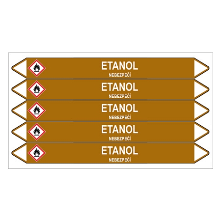 Značení potrubí, etanol,5 ks, 150 × 12 mm